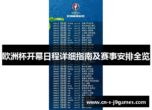 欧洲杯开幕日程详细指南及赛事安排全览